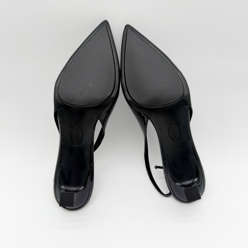 Anne Klein Iset Slingback Pointed Toe Kitten Heel Pumps Patent Black 11 NEW - Picture 14 of 15